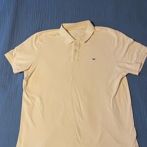 Vineyard Vines Pale Yellow Classic Polo with Small Whale Logo